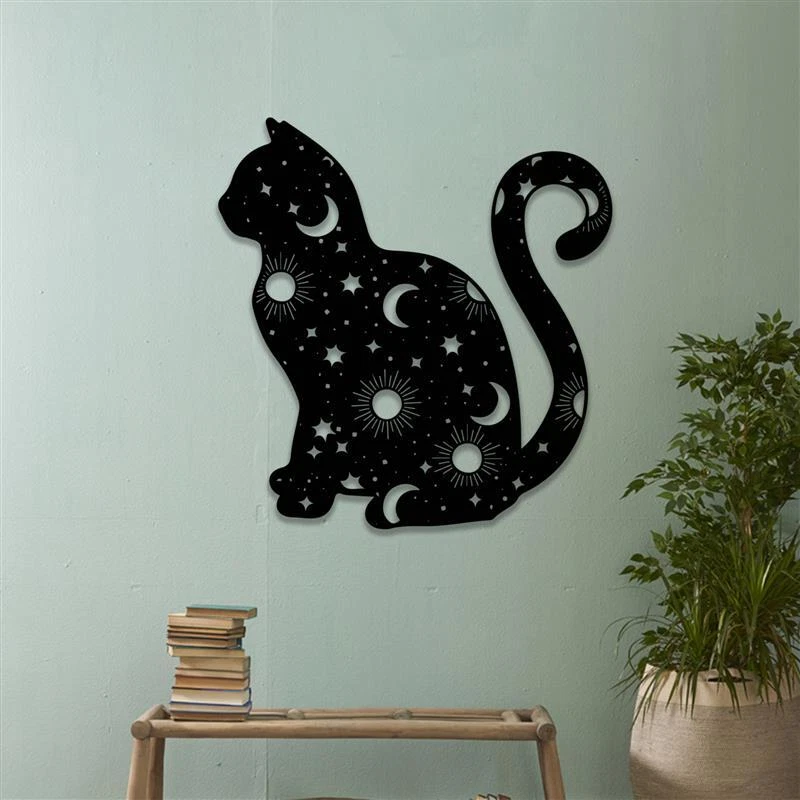 Letrero de metal para gato fase lunar mística cuerpo celeste boho animal media luna Foto 4 de 4