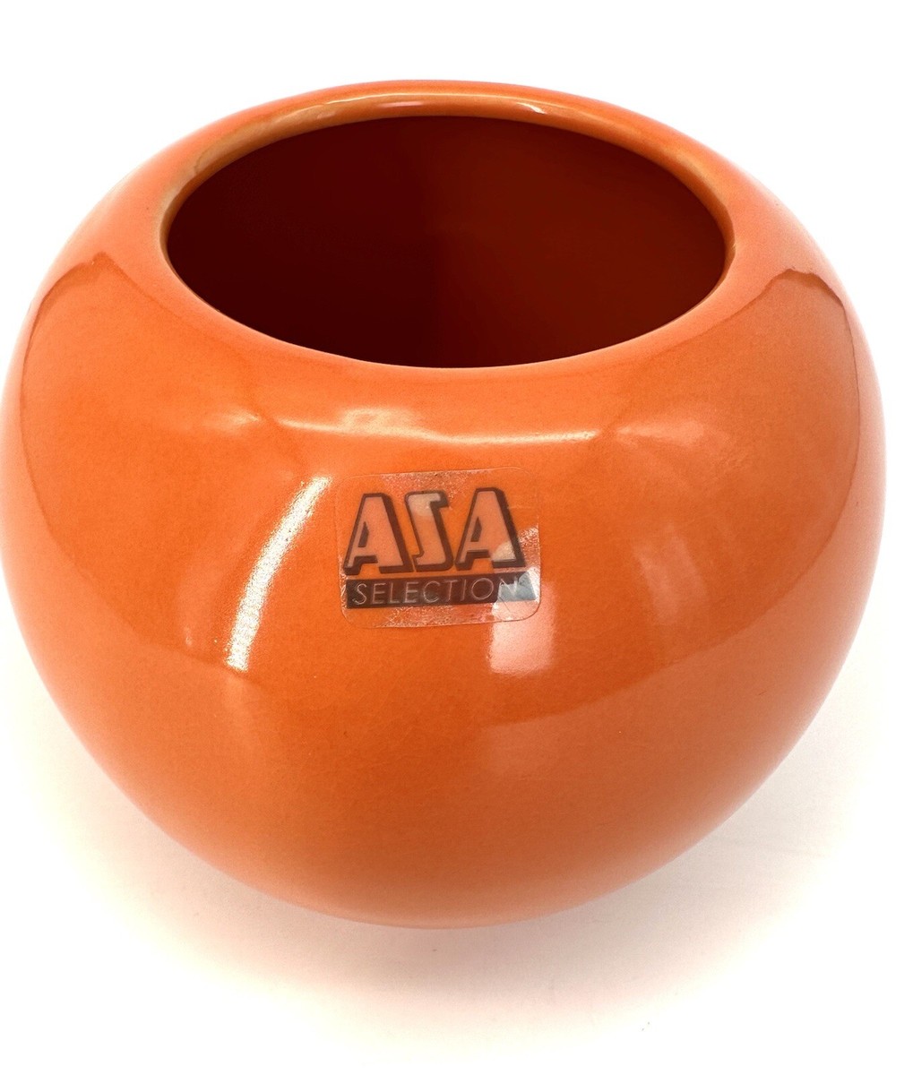Rare Post Mid-Century Modern ASA Selection Orange Ball Vase Ceramic Vtg Germany