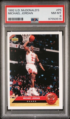 MICHAEL JORDAN U.D. Upper Deck McDonald's 1992 Basketball Card #P5 PSA 8