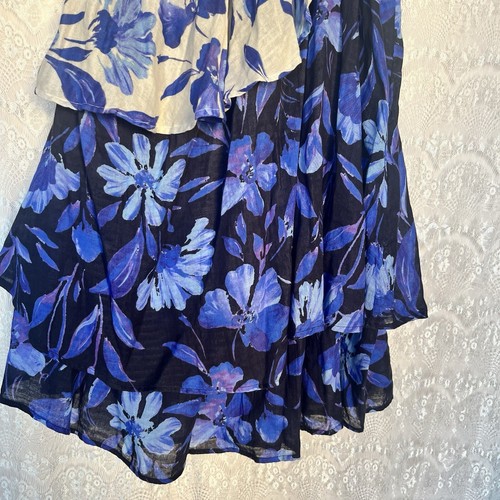 Anthropologie Women’s One Shoulder Blue Motif Floral Asymmetrical Dress Size L - Picture 7 of 18