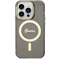Guess iPhone 14 Pro Max MagSafe Hülle Case Cover Glitter Gold black