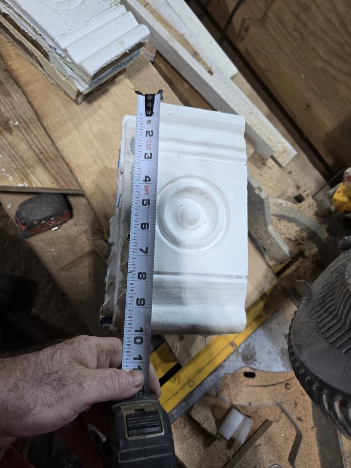 1800's Antique ROSETTE TRIM Plinth Block VICTORIAN Style Wood Bullseye ORNATE - Image 2 of 4