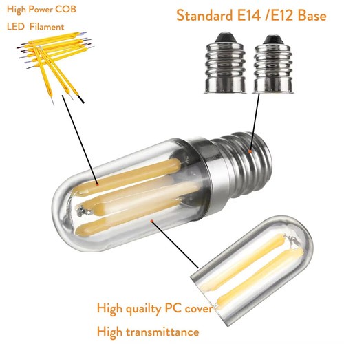 E14 E12 Led Refrigerator Bulb Light Bulbs Filament 4w Dimmable Cob Chip For Bulb - Picture 4 of 9