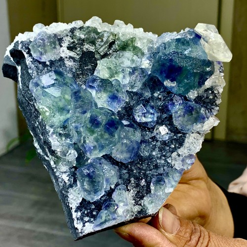 1,74 Pfund seltene transparente blaugrüne Würfel Fluorit Mineral Kristall Probe/China - Bild 23 von 23