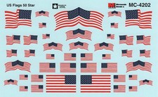 Microscale MC-4202 HO 1/87 US American Flags 50 Star 1960-Now Waterslide Decals