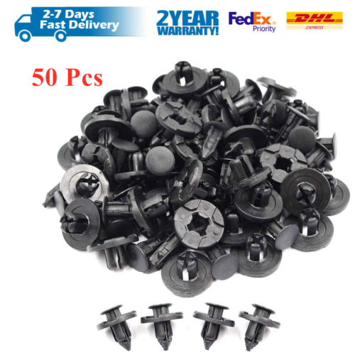 50PCS Plastic Car Rivets Fastener Fender Bumper Push Pin Clips For Nissan 8mm - Picture 1 of 7