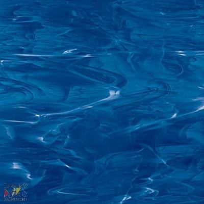 Tiffanyglas Spectrum 339-6 S F - Fusing - Dunkelblau, weiss, wolkig, 30 x 30 cm