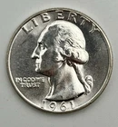 1961 Washington Silver Quarter UNC Uncirculated USA .900 90%