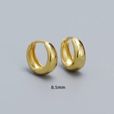 Sterling Silver Chunky Hoop Earrings: Gold & Silver Mini Huggies, 8.5mm 10mm 12m