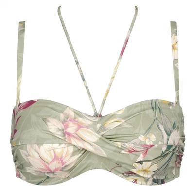 Triumph Botanical Leaf DP trägerloser Bikini Oberteil ohne Bügel Grau Neu - Bild 1 von 4