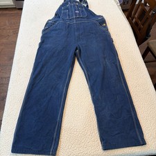 Big Smith Bib Overalls Mens 40x32 Workwear Button Fly Dark Blue Workwear