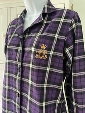 Lauren Ralph Lauren Pajama Set- XS - Cotton Flannel- Embroidered Logo- Purple