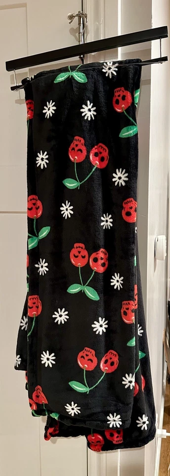 Cobertor de lã de pelúcia de veludo Halloween Summerween Cherry Skull Calavera - Imagem 3 de 4