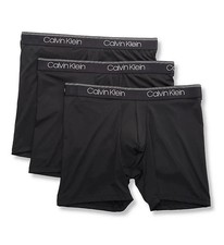 CALVIN KLEIN Boxer Briefs Mens Small Black 3-Pack Microfiber Stretch Wicking