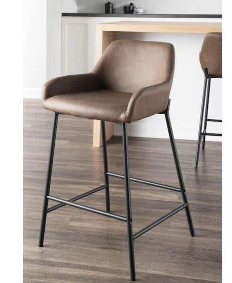 "Taburete de mostrador industrial LumiSource Danielle 24"" - cuero sintético Expresso" Foto 4 de 4