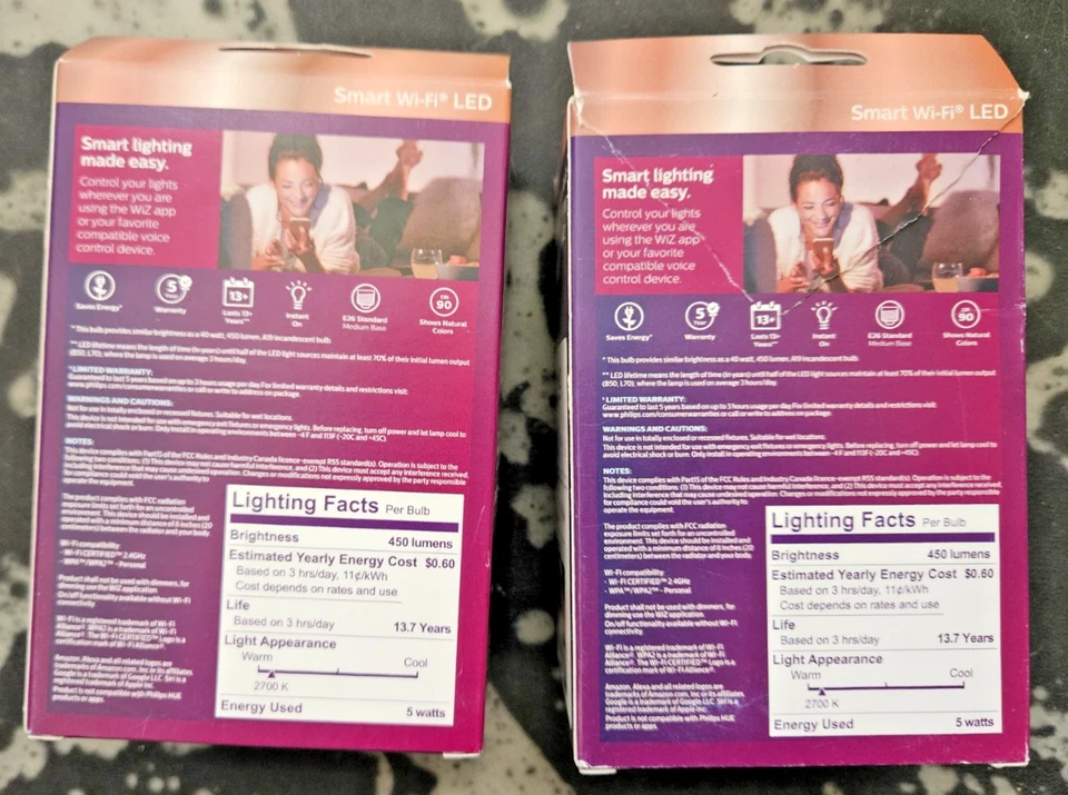 Philips Soft White A19 LED 40W Equivalent Dimmable Wi-Fi Light Bulb 2 Pack - Image 2 of 2