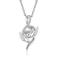 Sterling Silver Miscarriage Necklace for Women - Mommy of an angel Heart Pend...