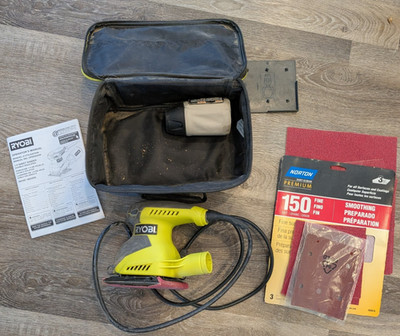 Ryobi S652DG 2 Amp 1/4 Sheet Finish Sander Corded With Dust Collector And Bag