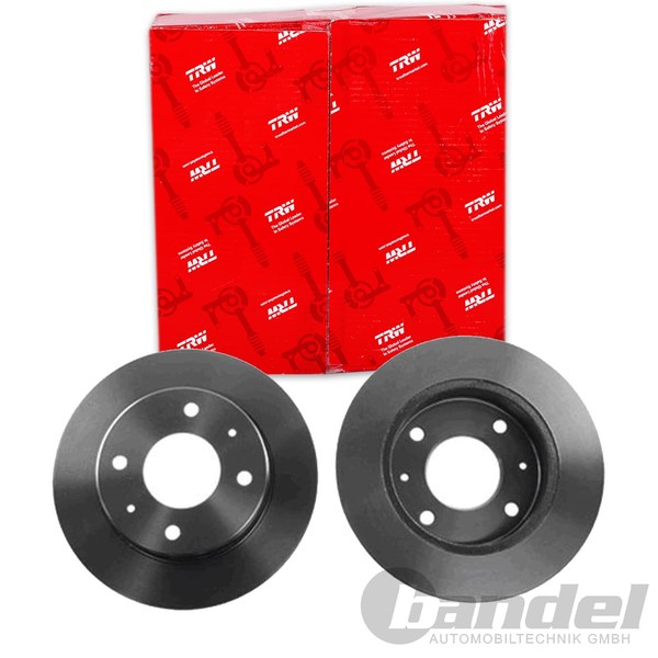 2X Trw Bremsscheiben 250Mm Voll Hinten Passend FÜR Mitsubishi Colt Smart-image