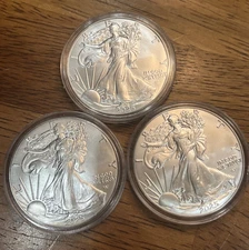2025 $1 American Silver Eagle 1 oz Brilliant Uncirculated lot of 3