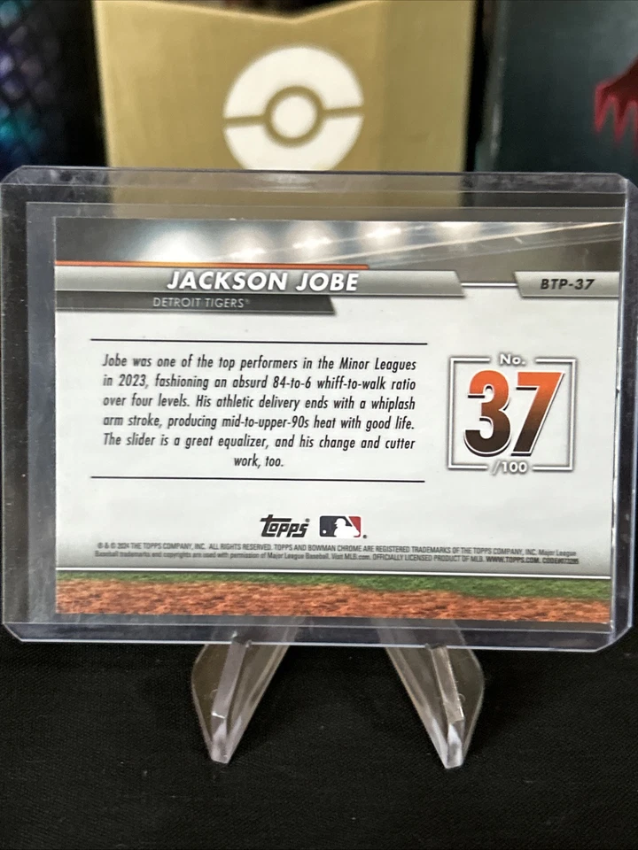 2024 Bowman - Bowman Scouts Top 100 #BTP-37 Jackson Jobe (RC) / Pack Fresh New - Image 4 of 4