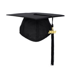 Unisex Adult Matte Graduation Cap with Tassel Year Charm Black