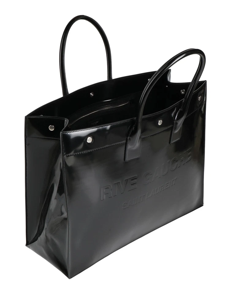 RRP€2400 SAINT LAURENT Rive Gauche Leather Tote Bag Large Logo Made in Italy - Image 3 of 4