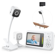 Baby Monitor with Camera and Audio, Baby Monitor No Wifi with Clip for Crib ...