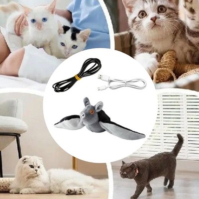 Interaction Bat Cats Toy with Flapping Wing and Bird Sound for Pet Enrichment
