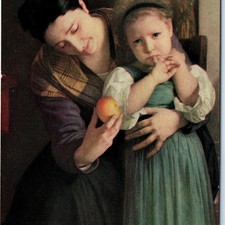 c1910s MO William Rockhill Nelson Art Postcard Woman Child Apple Sweet Love A80