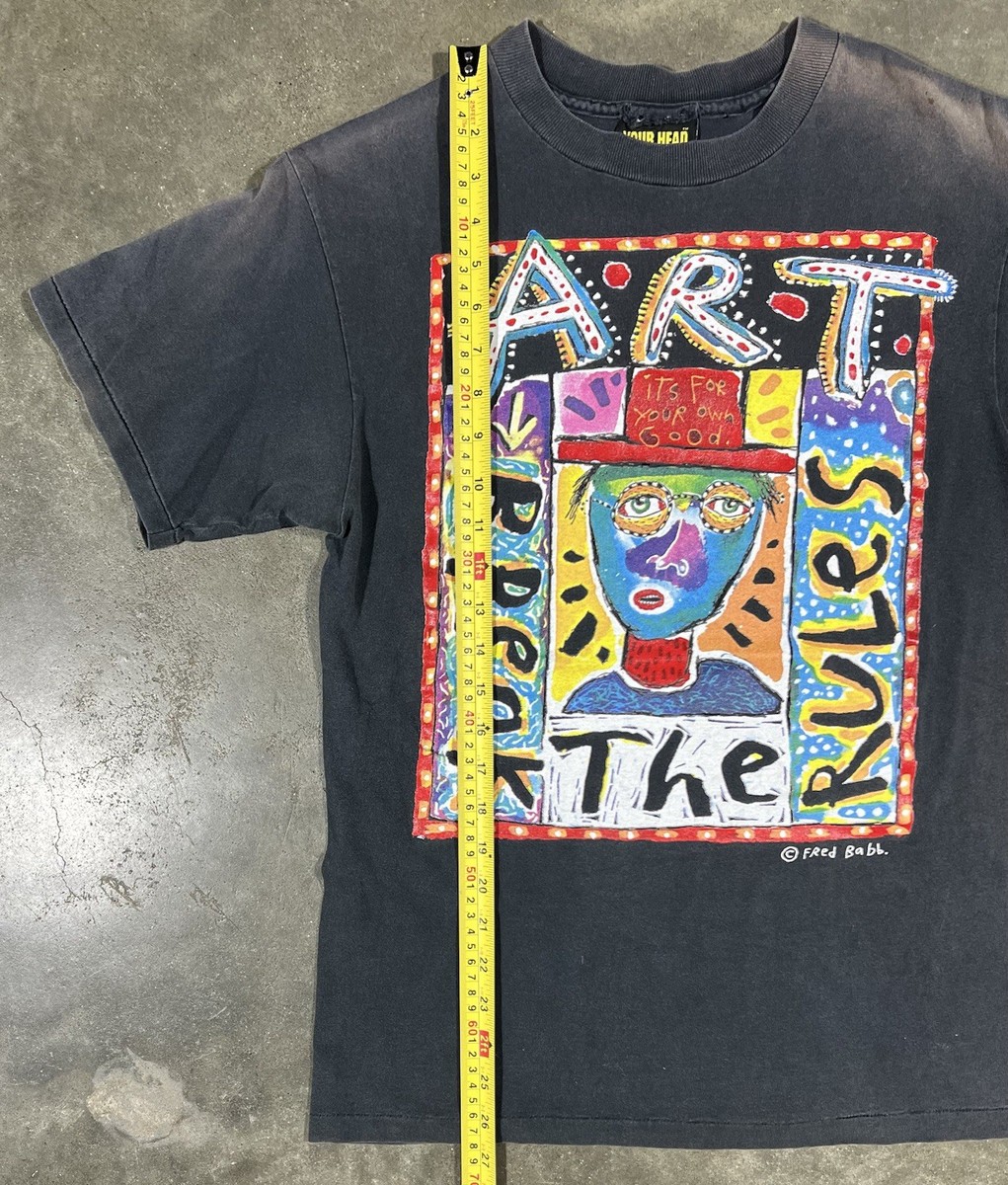 Vintage 90s Fred Babb” Art Break The Rules” Graphic Shirt Size M