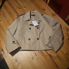 Zara Short Camel Double Breasted Raincoat Jacket Size M New With Tags