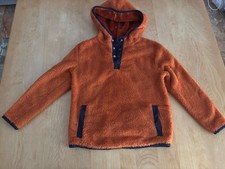 Cat  Jack Sherpa Pullover Fleece 1/4 snap Size 4/5 Burnt Orange/Navy