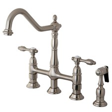 Kingston Brass KS1278TALBS Tudor 8 Inch Center Kitchen Faucet With Brass Sprayer