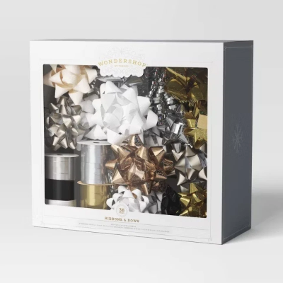 Kit de arcos y cinta rizadora de Navidad de 36 quilates plateada/dorada/blanca/negra - Wondershop Foto 3 de 3