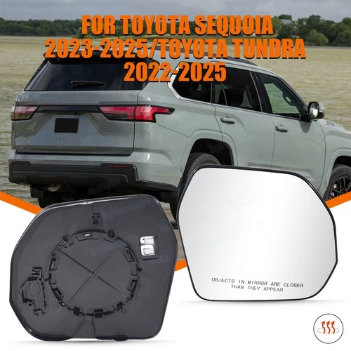 Heated Mirror Glass Right Side For Toyota Tundra 2022-2025/Sequoia 2023-2025