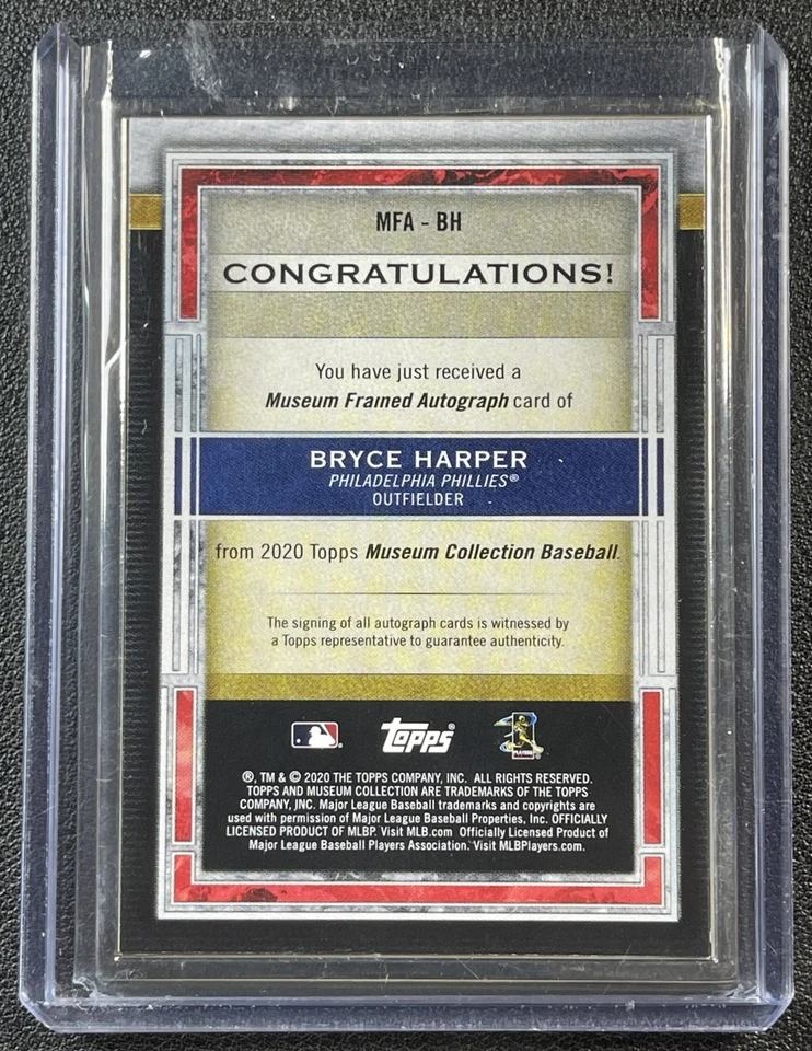 BRYCE HARPER 2020 TOPPS MUSEUM COLL #MFA-BH FRAMED SILVER FRAME AUTO /15 - Image 2 of 2