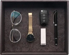 Rectangular Faux Leather Small Tray 10“ x 8” Modern Elegant Decorative Tray