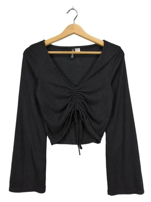 H&M DIVIDED Top à manches longues Dames Haut T EU 34 noir style décontracté - Photo 1/4