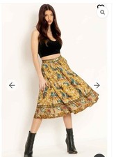 BlackMilk peacock garden flared skirt pockets L limited edition euc black milk