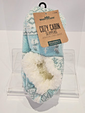 Cozy Cabin, Woman's Sherpa Lined Holiday Snowman Slippers, Size M, Shoe 5-10,NEW
