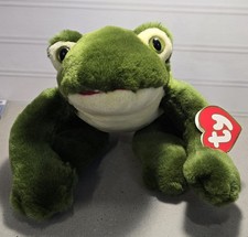 1991 Ty FREDDIE Classic Croaking Frog Beanie Buddy 14" With Heart Tag