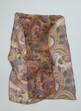 GORGEOUS women  s Silk Sheer Paisley Rectangle Scarf In Pink 62"/17" EX.CON