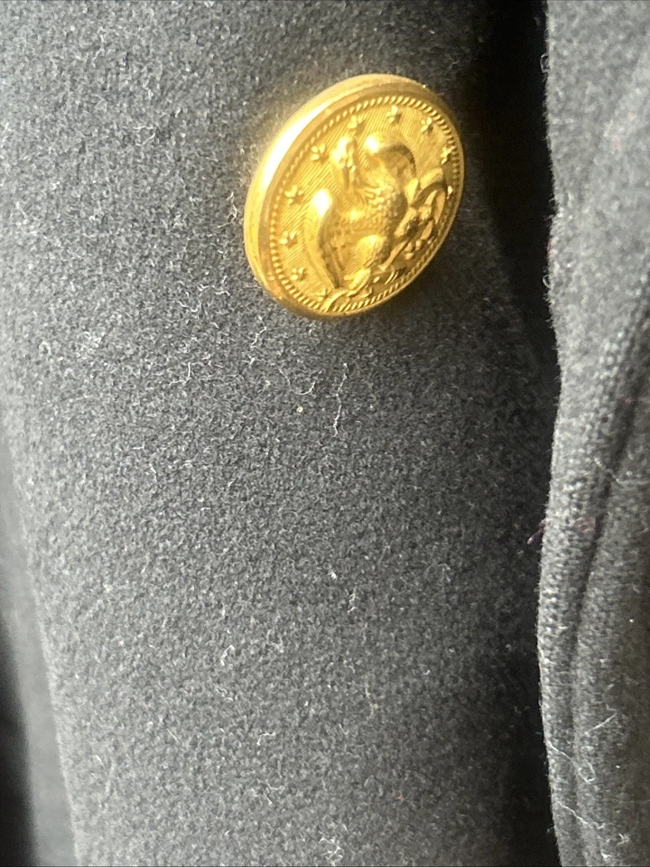 Vintage US Navy Officer's Bridge Coat Black Peacoat Wool Heavy Eagle Button - Image 4 of 4