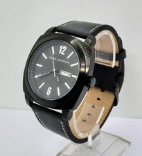 [New] Gent's RJR Twin Strap 6111 Brushed Black Case Day/Date Quartz Watch