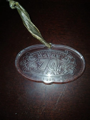 1998 Waterford Crystal Disney Mickey & Minnie Mouse 70th Anniv Ornament Etched