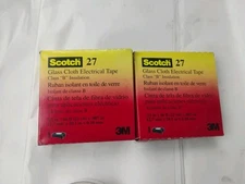 2 Pack Scotch 27 Glass Cloth Electrical Tape Class "B" Insulation 1/2" x 66' NOS