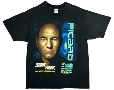 Vintage Star Trek Next Generation Captain Picard T-Shirt Sci-Fi TV Show XL TNG