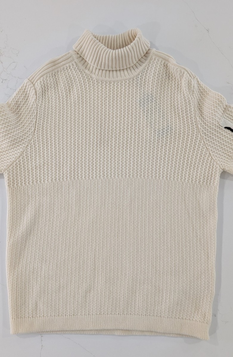 C.P. COMPANY Lambswool Ribbed Turtleneck Sweater IT 56 fits XL White Italy View 3