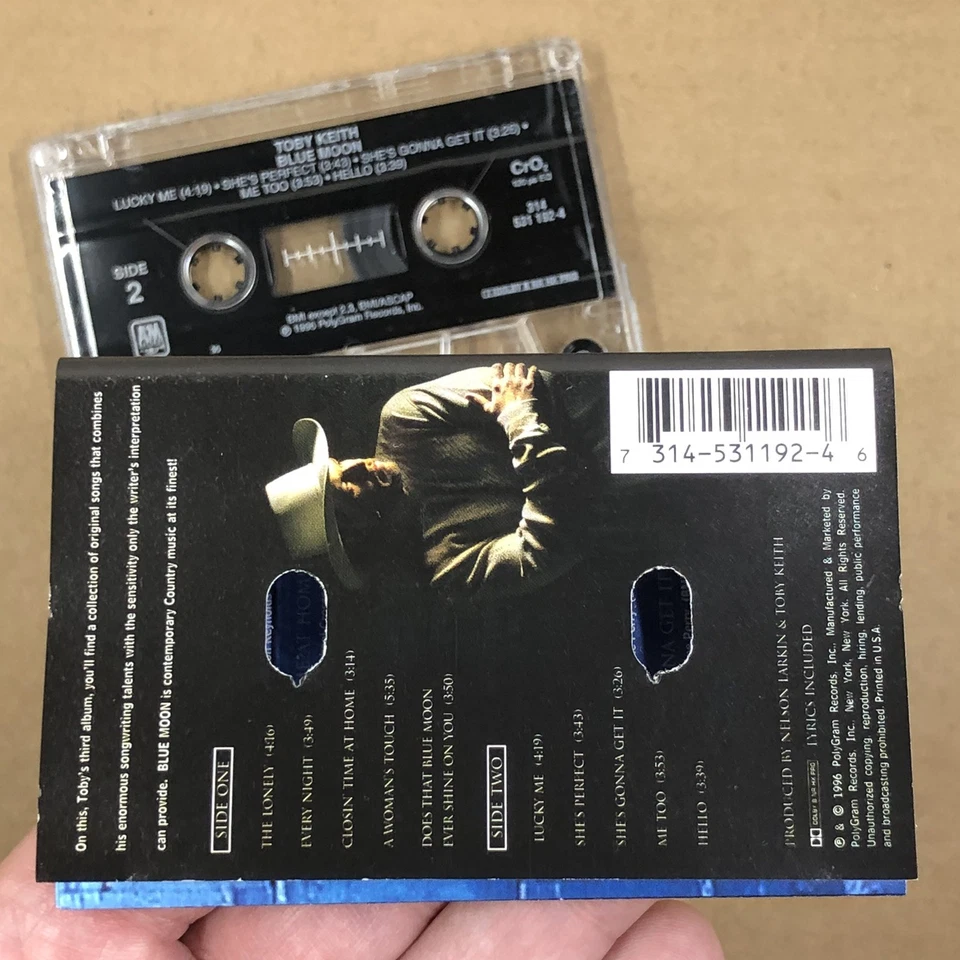 TOBY KEITH Cassette Tape 90s Country Rock BLUE MOON A WOMANS TOUCH - Image 4 of 4